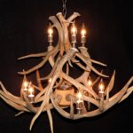 double tiered mule deer antler chandelier image