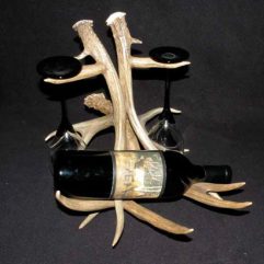 Deer antler wine glass and bottle rack image