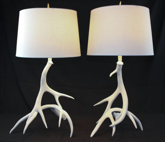 Mule Deer antler table lamp pair for sale