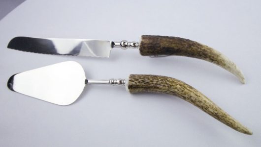 Wedding Serving Set with antler handles for rent for rustic montana wedding