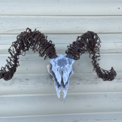 Big Horn Sheep wall mount steel and wire sculpture