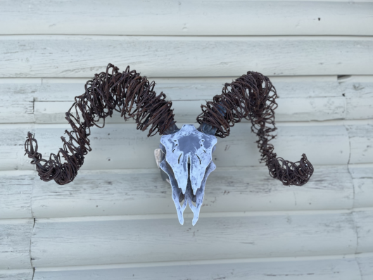 Big Horn Sheep wall mount steel and wire sculpture