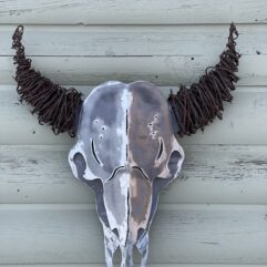 bison skull metal art